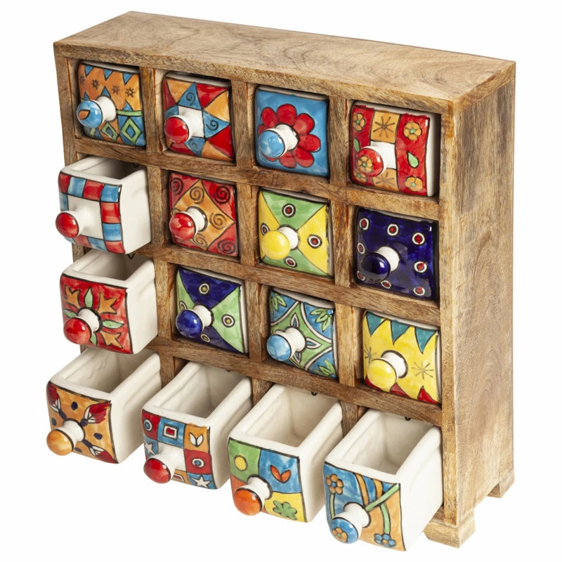 Flash Sale ⌛ St Croix Curios 16 Drawer Light Brown Wood Apothecary Chest, Mission Brown 🥰 - Image 3