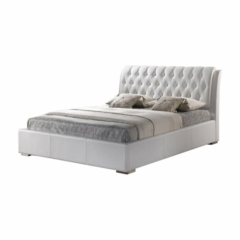 Brand new ๐งจ Baxton Studio Bianca Modern Bed With Tufted Headboard, White, Queen โค๏ธ