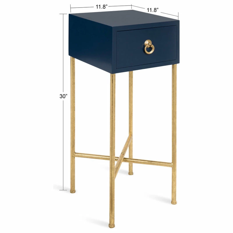 Best Sale 👍 Uniek Decklyn Wood Side Table, 12x12x30, Navy Blue 😍 - Image 2