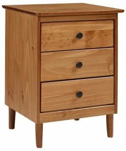 Brand new ✨ Walker Edison Classic Midcentury Modern 3-Drawer Solid Wood Nightstand, Caramel 😍