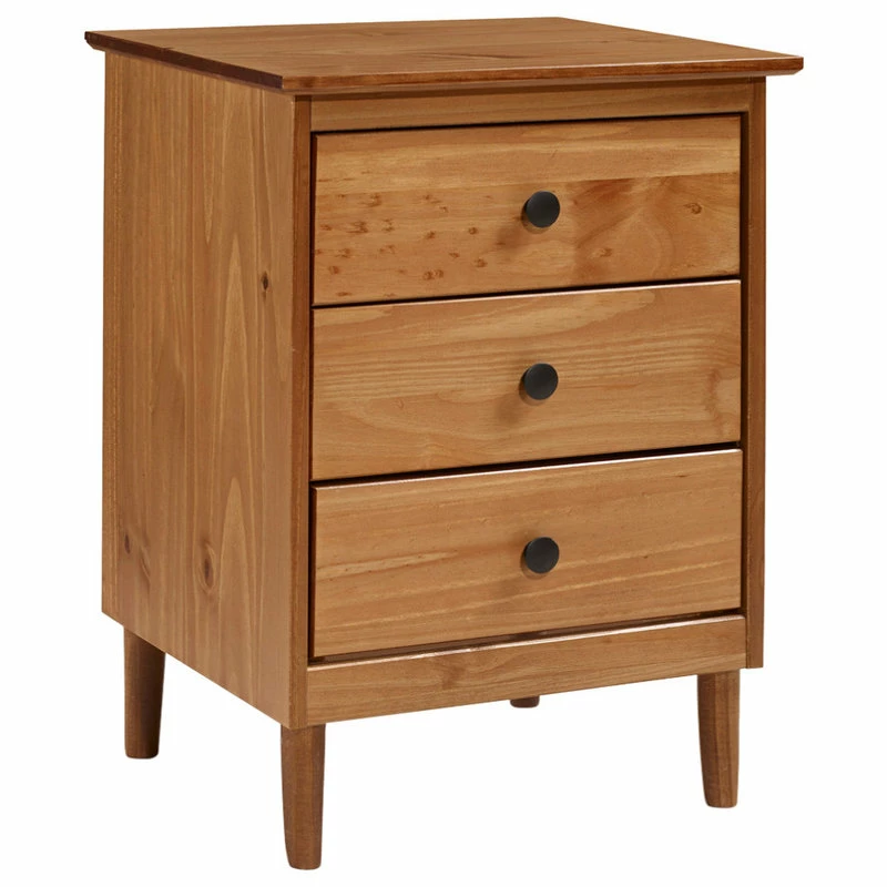 Brand new โจ Walker Edison Classic Midcentury Modern 3-Drawer Solid Wood Nightstand, Caramel ๐