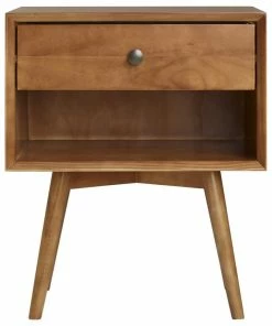 Cheap ๐ Walker Edison MCM 1 Drawer Solid Wood Nightstand, Caramel ๐