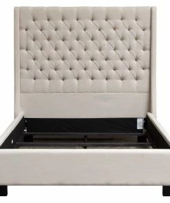 Cheap 🤩 Diamond Sofa Park Avenue Linen Tufted Bed With Vintage Wing, Desert Sand, Eastern King 🎉