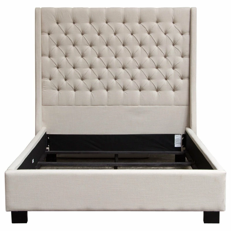 Cheap ๐คฉ Diamond Sofa Park Avenue Linen Tufted Bed With Vintage Wing, Desert Sand, Eastern King ๐