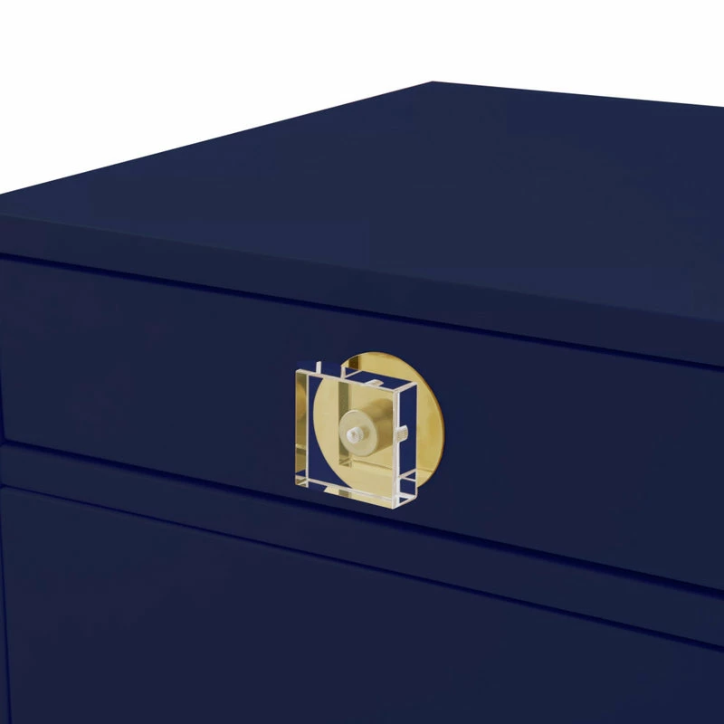 Coupon ๐ฅ Inspired Home Nicole Miller Anatolio Nightstand High Gloss Acrylic Knob And Legs, Dark Navy ๐ - Image 7