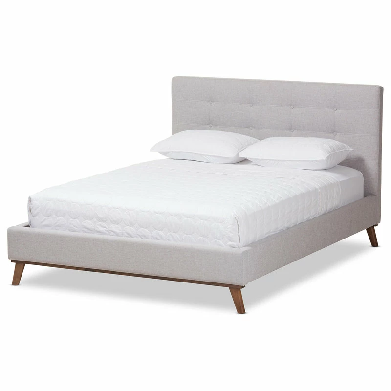 Best reviews of ๐ Baxton Studio Valencia Mid-Century Modern Platform Bed, Gray Beige, King ๐