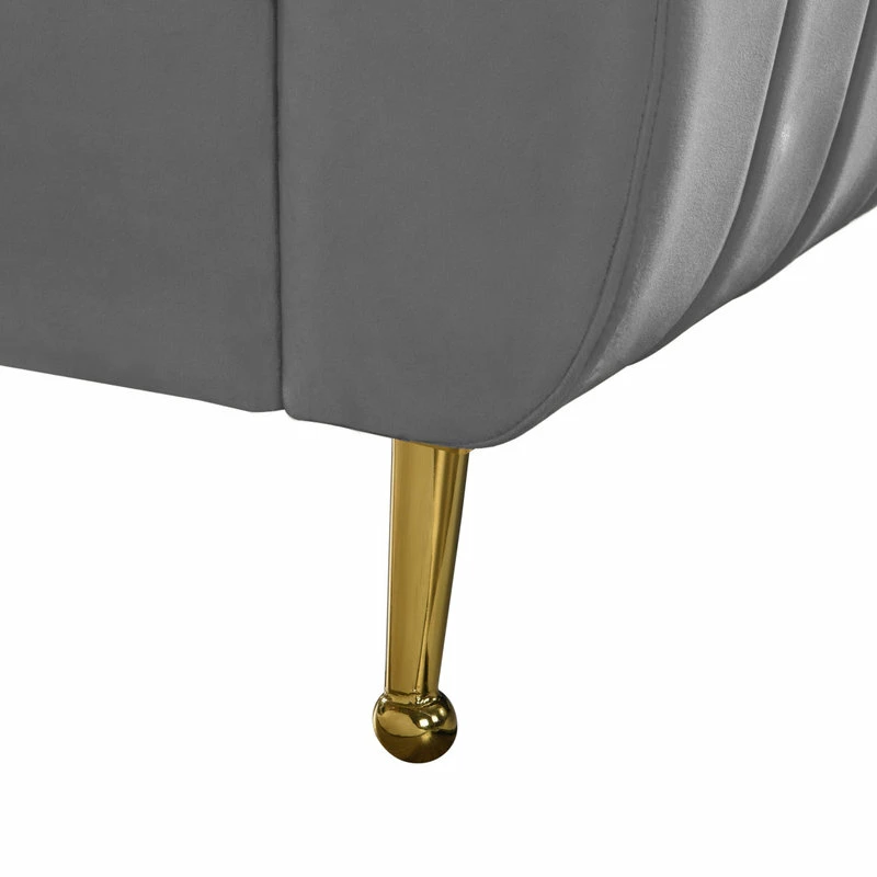 Buy 🌟 Meridian Furniture Zara Channel Tufted Velvet Bed With Custom Gold Legs, Gray, King 🎁 - Image 7