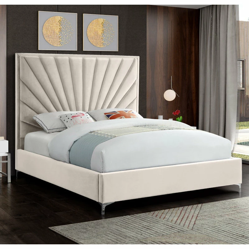 Best reviews of ๐ฅ Meridian Furniture Eclipse Velvet Bed, Cream, Full ๐ - Image 4