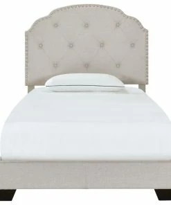 Cheap 🔥 HomeFare Tufted Nailhead Trimmed Bed, Light Gray, Twin 😍