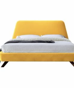 Best Pirce ๐ Omax Decor Henry Mid-Century Modern Upholstered Platform Bed, Yellow, Queen ๐
