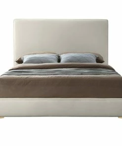 Brand new 👍 Meridian Furniture Geri Velvet Upholstered Bed, Cream, King 🔔