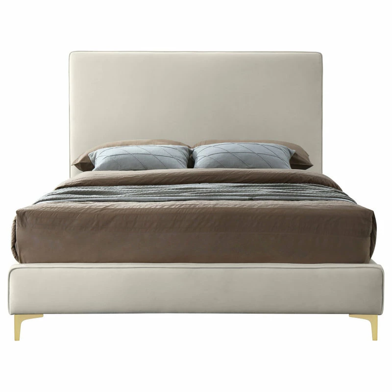 Brand new 👍 Meridian Furniture Geri Velvet Upholstered Bed, Cream, King 🔔