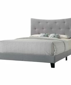 Coupon ⭐ Acme Furniture Venacha Upholstered Bed, Gray, Queen 😀