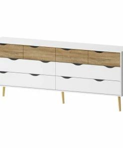 Outlet ❤️ Tvilum Diana 8-Drawer 👗 Dresser, White/Oak Structure ⌛