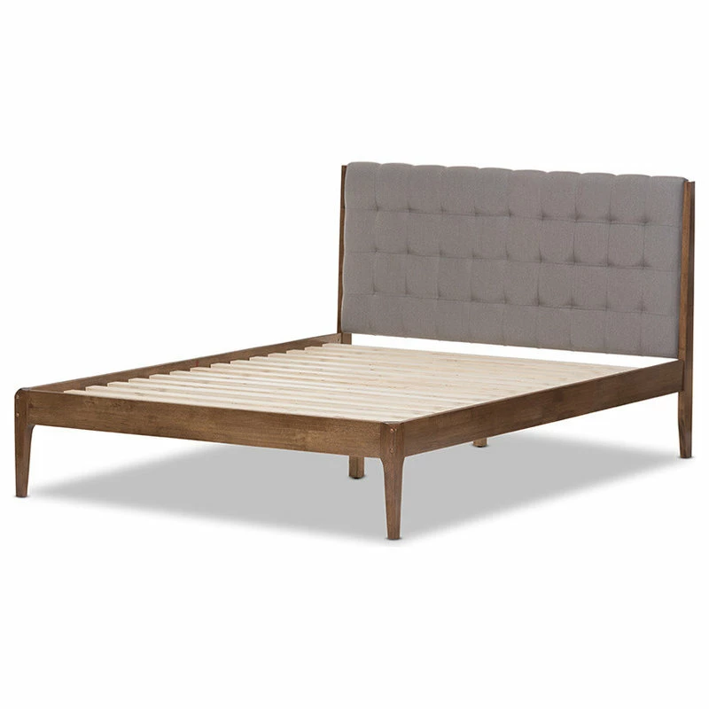 Deals โ Baxton Studio Clifford Platform Bed, Light Gray/Walnut Brown, Full โ๏ธ - Image 4