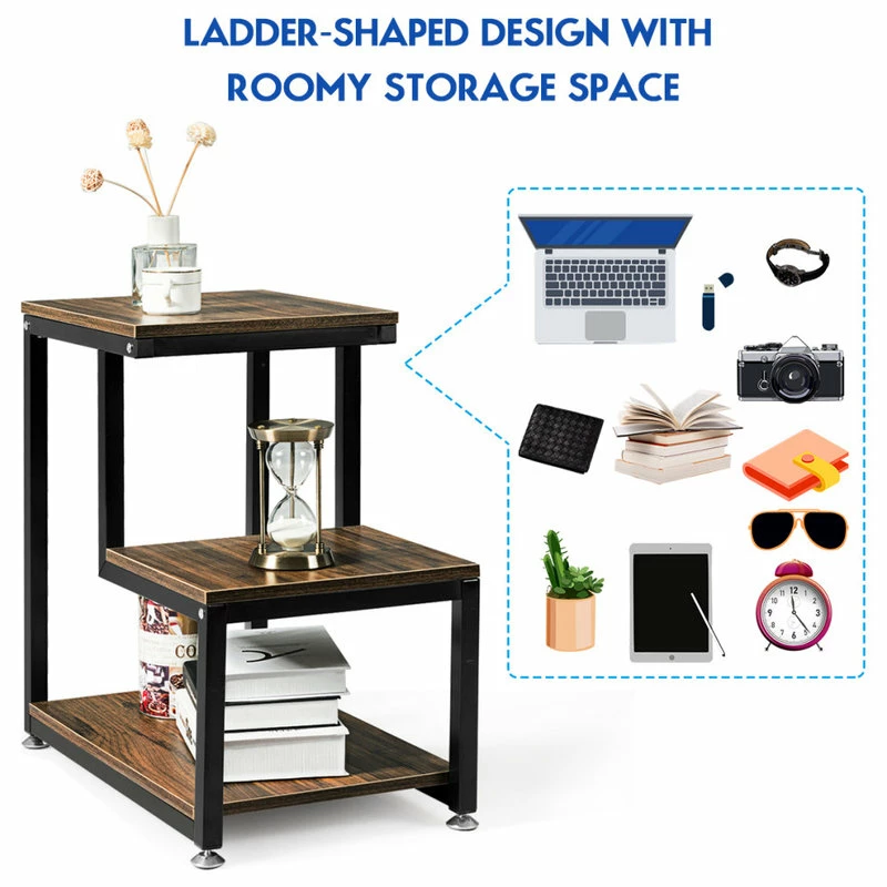 Promo โญ Costway 3-Tier End Table Side Table Night Stand W/Storage Shelf For Living Room โ - Image 3