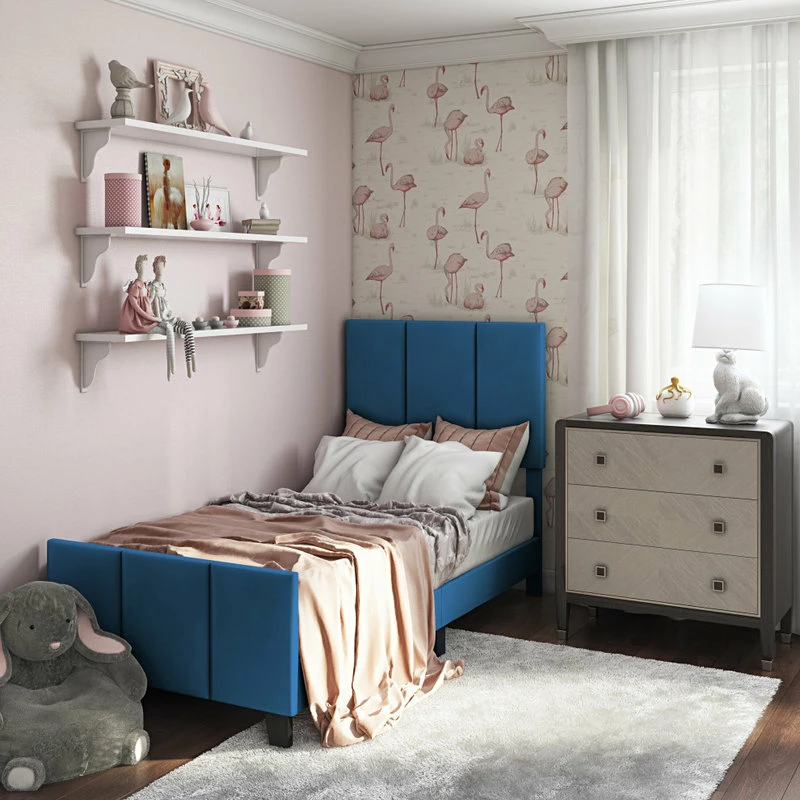 Top 10 ๐ HomeFare Upholstered Modern Channel Bed, Blue, Twin ๐ - Image 8