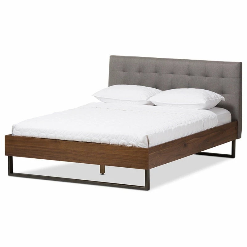 Best reviews of 🥰 Baxton Studio Mitchell Rustic Walnut Bronze Platform Bed, Gray, King 💯