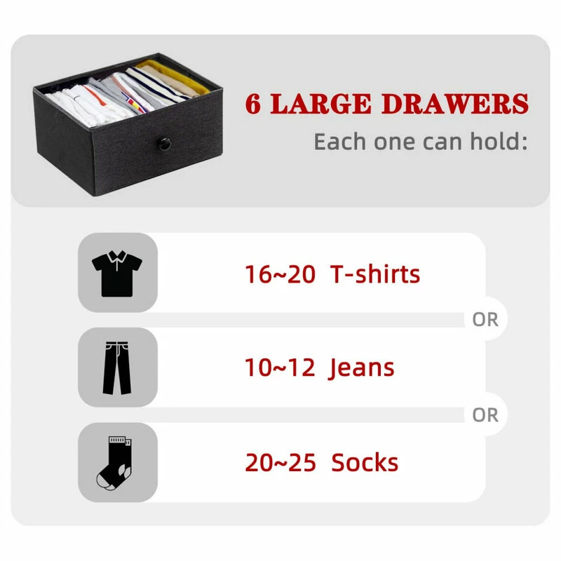 Budget β Duhome Elegant Lifestyle 6 Fabric Drawers Steel Frame Double π Dresser, Black β€οΈ - Image 5