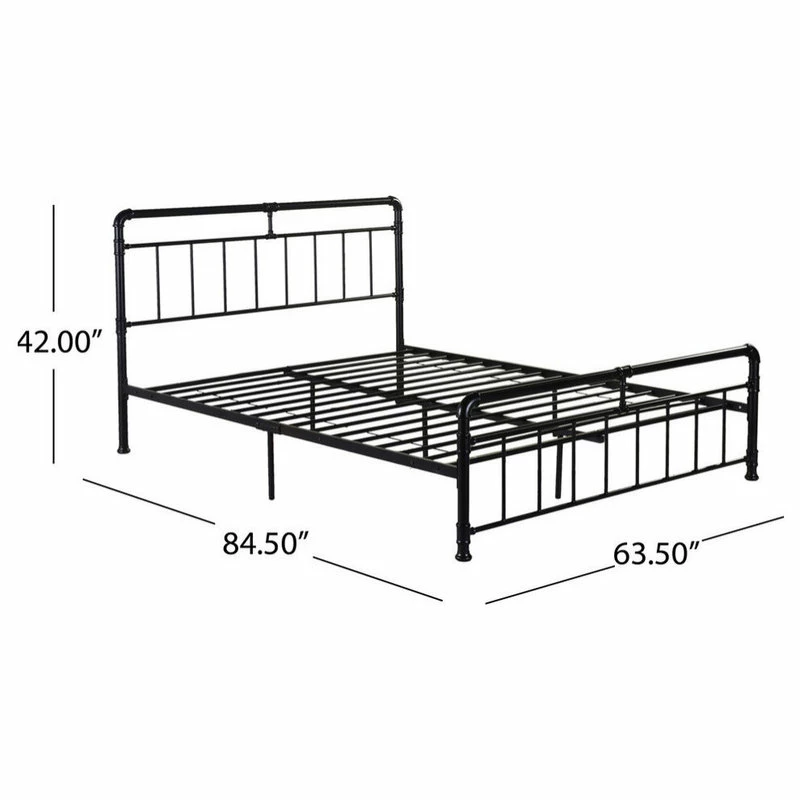 Best reviews of ๐ GDFStudio GDF Studio Sally Industrial Queen Iron Bed Frame, Black โ๏ธ - Image 3