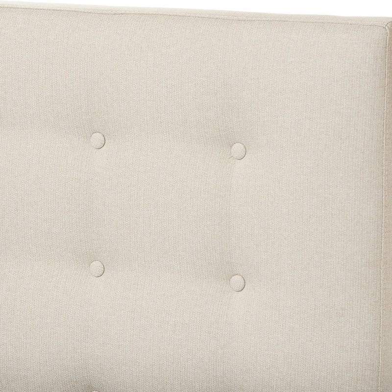 Best Sale ❤️ Baxton Studio Alinia Retro Fabric Upholstered Walnut Wood Platform Bed, Light Beige, Queen 👏 - Image 2