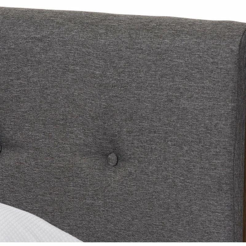Best Sale ๐ Baxton Studio Leyton Mid-Century Modern Gray Fabric Upholstered Platform Bed, Queen ๐ฅ - Image 4