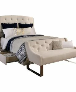 Cheapest 👍 Republic Design House Peyton Upholstered Platform Storage Bed, Ivory, Eastern King ✨