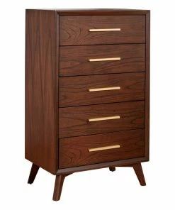 Coupon ⭐ Alpine Furniture, Inc Alpine Furniture Gramercy 5 Drawer Wood Chest In Walnut (Brown) ✨