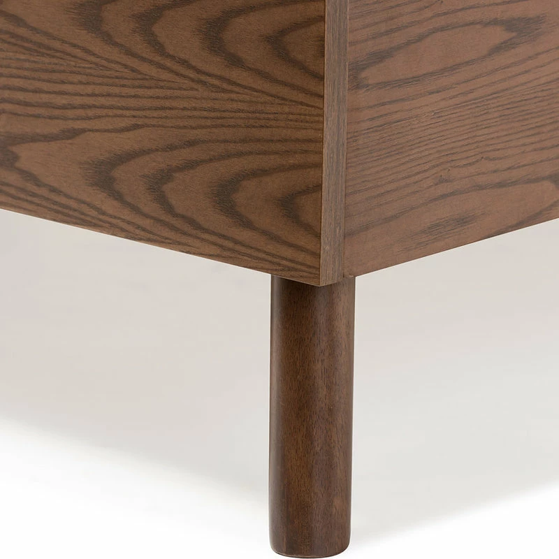 Best Sale ❤️ Baxton Studio Alinia Retro Fabric Upholstered Walnut Wood Platform Bed, Light Beige, Queen 👏 - Image 3