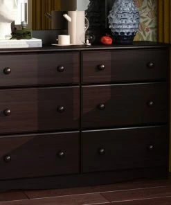 Promo 👏 Palace Imports 100% Solid Wood Double 👗 Dresser With 4 Super, 2 Standard Drawers, Java 🌟