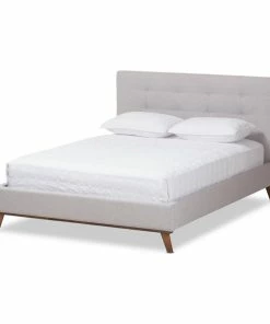 Brand new 🥰 Baxton Studio Valencia Upholstered Queen Platform Bed In Gray Beige 🛒