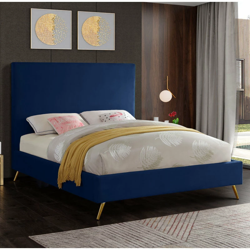 Buy ๐ฏ Meridian Furniture Jasmine Velvet Bed, Navy, King ๐ - Image 5