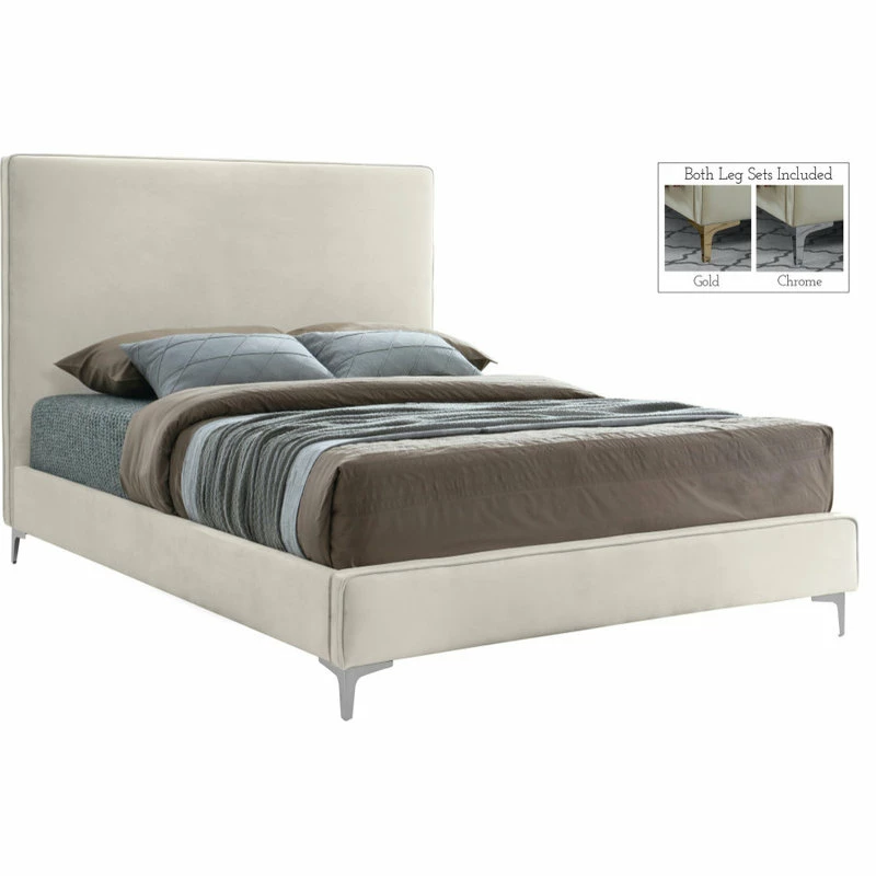 Brand new 👍 Meridian Furniture Geri Velvet Upholstered Bed, Cream, King 🔔 - Image 3