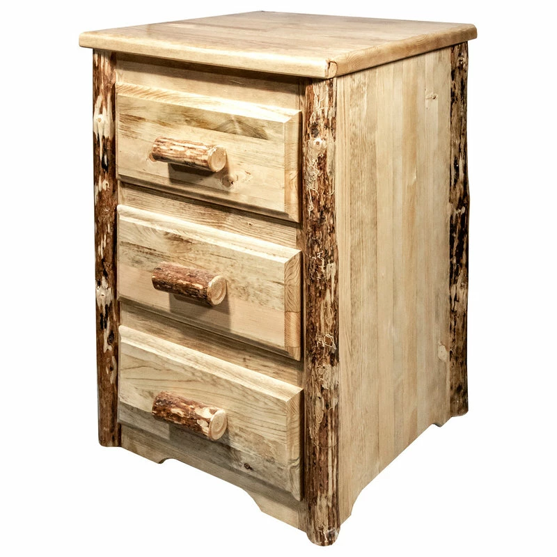 Outlet ๐ฅ Montana Wood Work Montana Log Wood Nightstand With 3 Drawers In Stain And Lacquer MWGCN3D ๐ฅฐ - Image 3