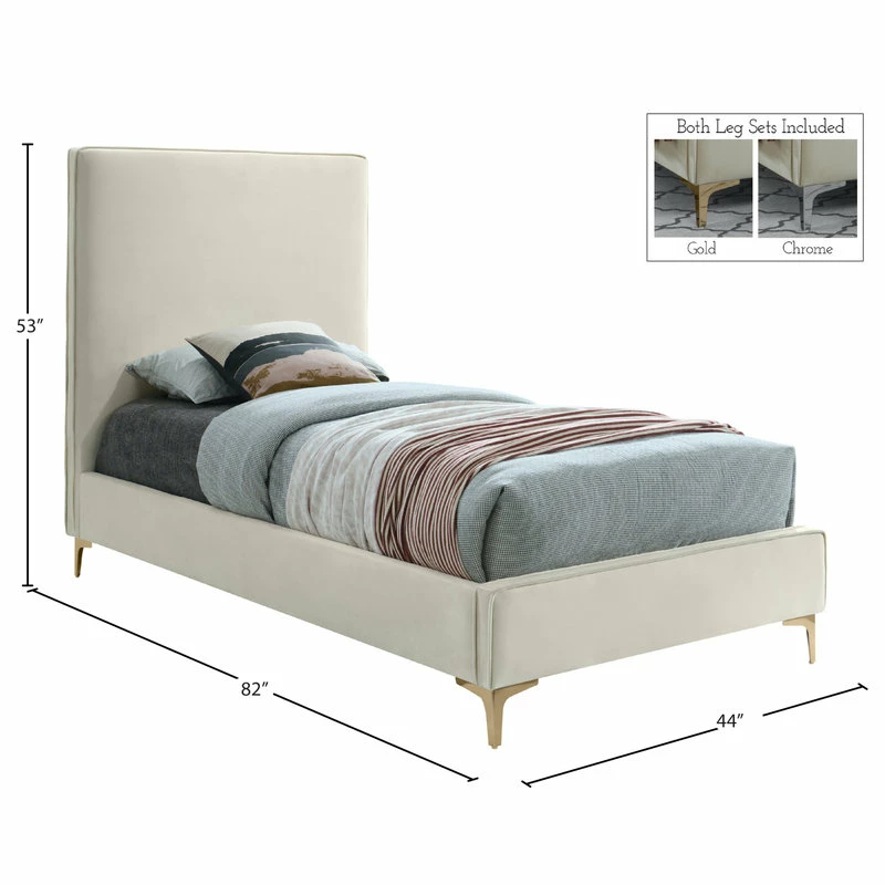 Brand new 💯 Meridian Furniture Geri Velvet Upholstered Bed, Cream, Twin 🤩 - Image 10