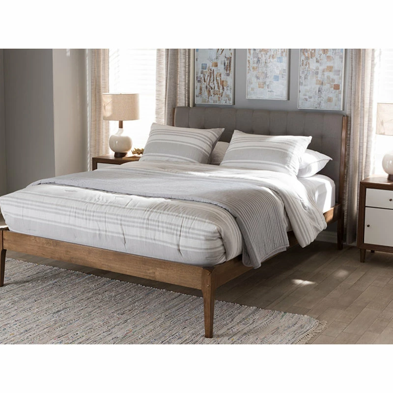 Deals โ Baxton Studio Clifford Platform Bed, Light Gray/Walnut Brown, Full โ๏ธ - Image 2