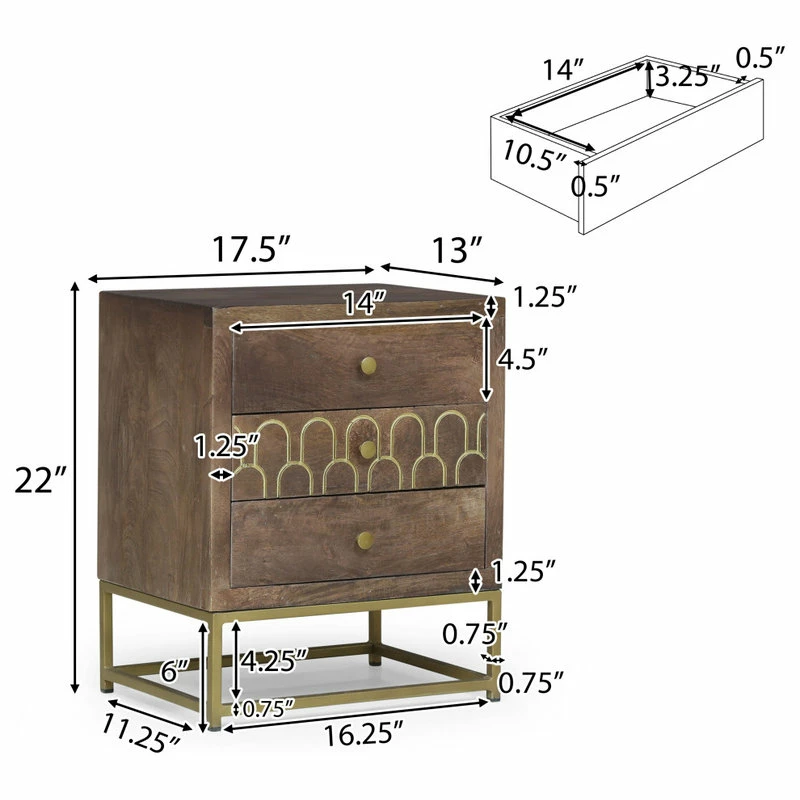 Cheap ✔️ GDFStudio Javayah Wooden Night Stand 👏 - Image 10