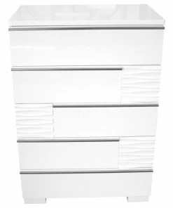 Promo 😀 Best Master Furniture Athens, White Lacquer 5-Drawer Chest 😍