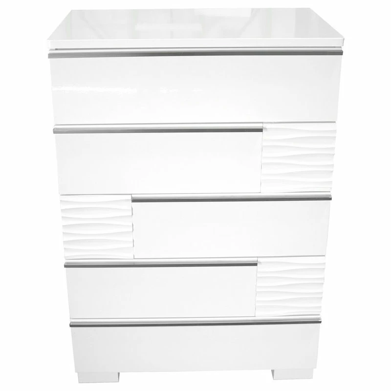 Promo ๐ Best Master Furniture Athens, White Lacquer 5-Drawer Chest ๐