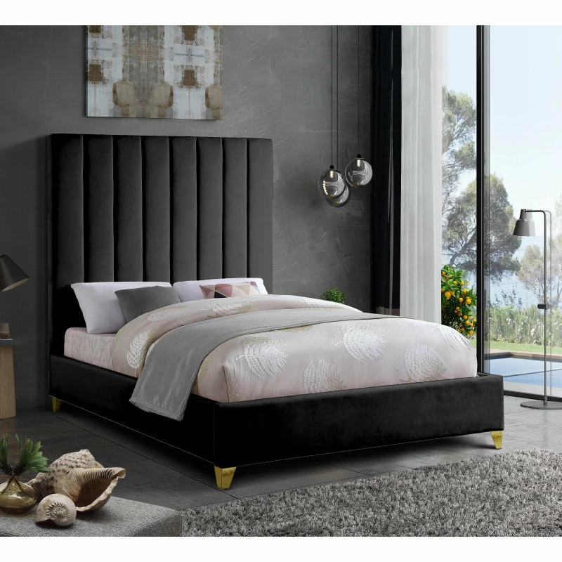 Coupon โ Meridian Furniture Via Velvet Bed, Black, Queen ๐ฏ - Image 5