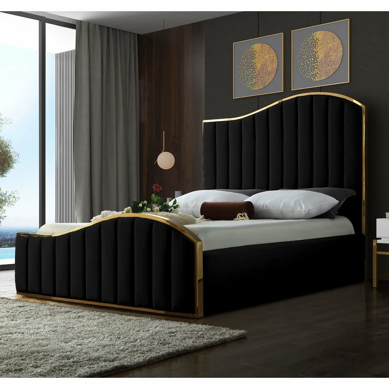 Coupon 🔥 Meridian Furniture Jolie Black Velvet Queen Bed, Black 👍 - Image 2