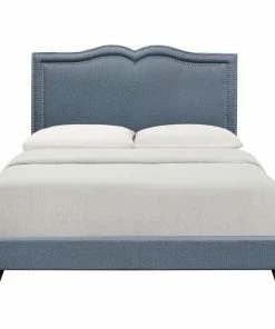 Deals 🛒 HomeFare Blue Bed With Gray Nail Head Trim, Full 🤩