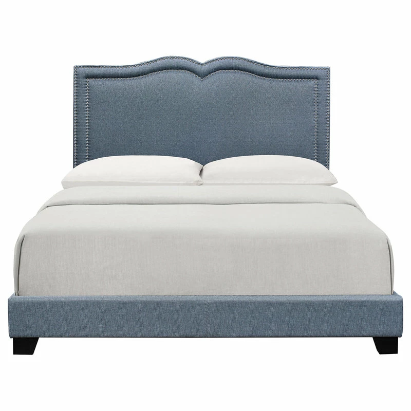 Deals 🛒 HomeFare Blue Bed With Gray Nail Head Trim, Full 🤩