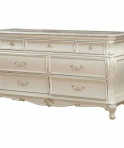 Hot Sale 🤩 Acme Furniture Chantelle 👗 Dresser With Granite Top, Pearl White 🔥