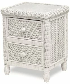 Best Sale 🔔 Sea Winds Trading Santa Cruz 2-Drawer Nightstand With Glass Top, White ⌛