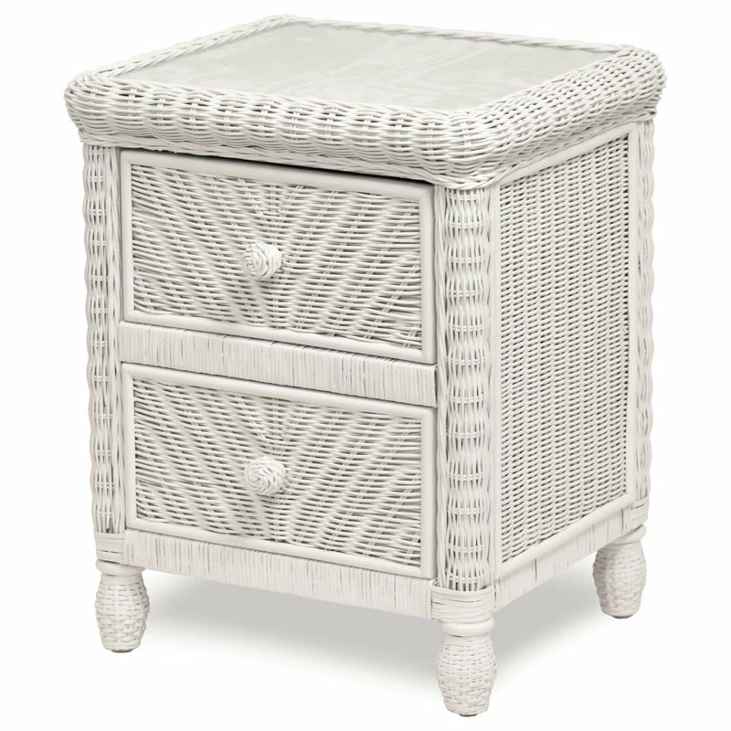 Best Sale ๐ Sea Winds Trading Santa Cruz 2-Drawer Nightstand With Glass Top, White โ