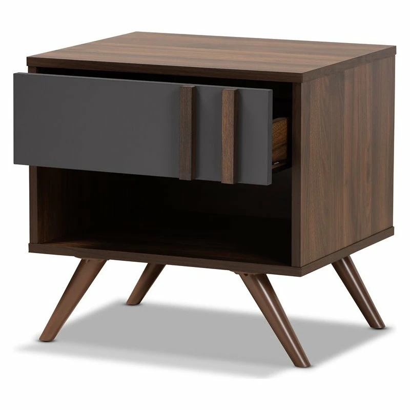 Cheap ๐ Baxton Studio Naoki Two-Tone Gray And Walnut Finished Wood 1-Drawer Nightstand ๐งจ - Image 2