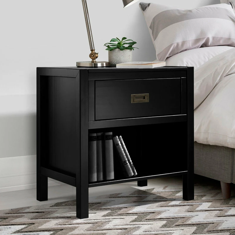 Buy ๐ฅ Walker Edison 1-Drawer Classic Solid Wood Nightstand, Black ๐ - Image 3