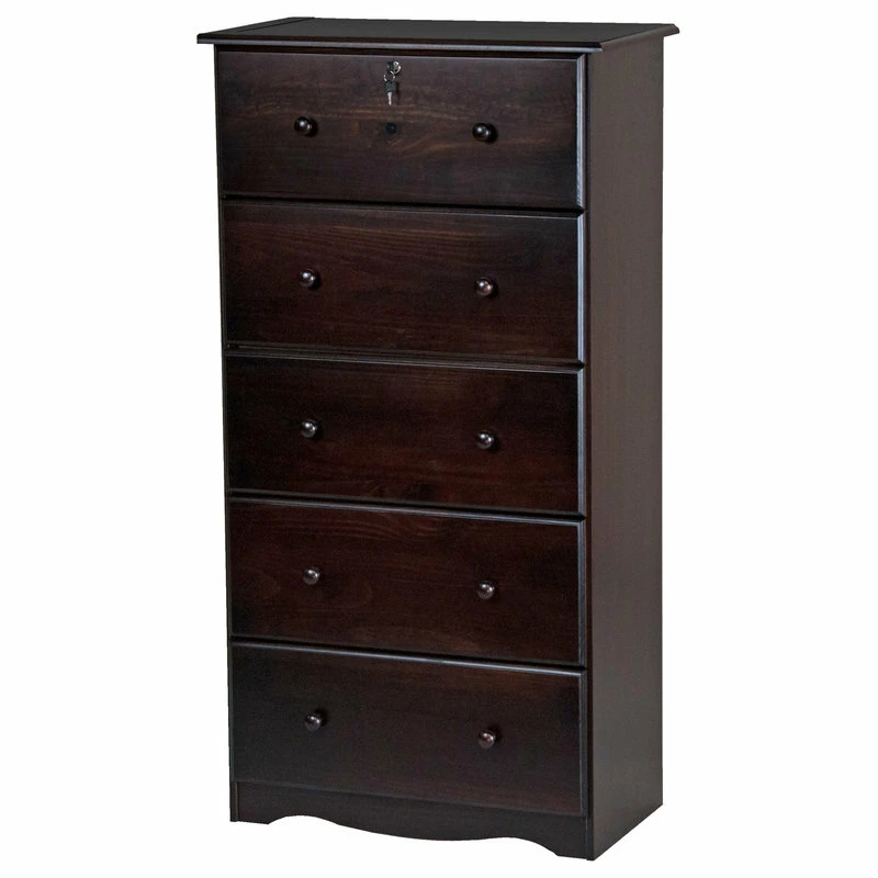 Cheap 🎉 Palace Imports 100% Solid Wood 5-Super Jumbo Drawer Chest With Lock, Java ❤️
