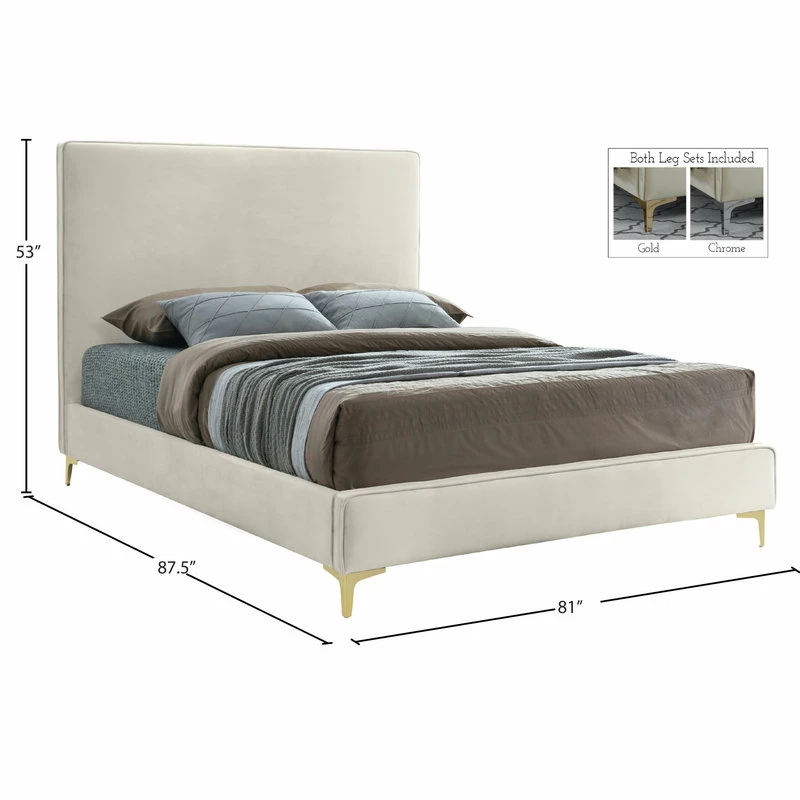 Brand new 👍 Meridian Furniture Geri Velvet Upholstered Bed, Cream, King 🔔 - Image 12